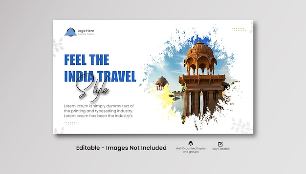 Conception de modèle de bannière web de promotion d'entreprise de voyage pour les médias sociaux.
