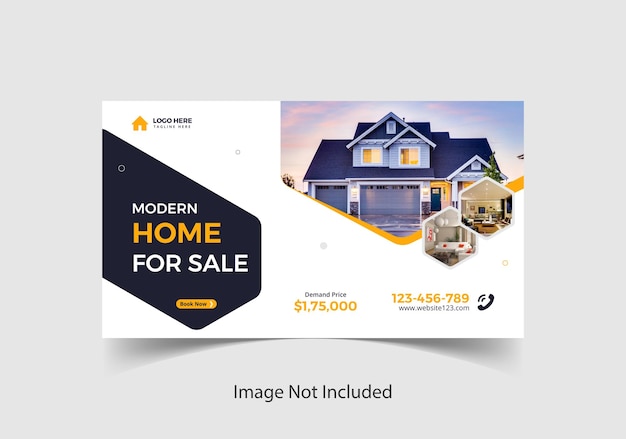 Conception de modèle de bannière web de vente de maison immobilière