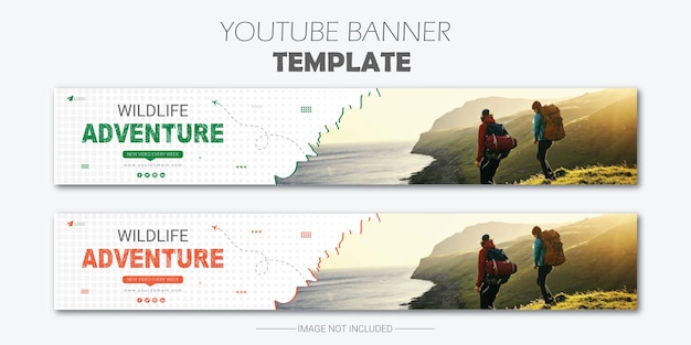 Vecteur conception de modèle de bannière youtube de voyage et de tourisme