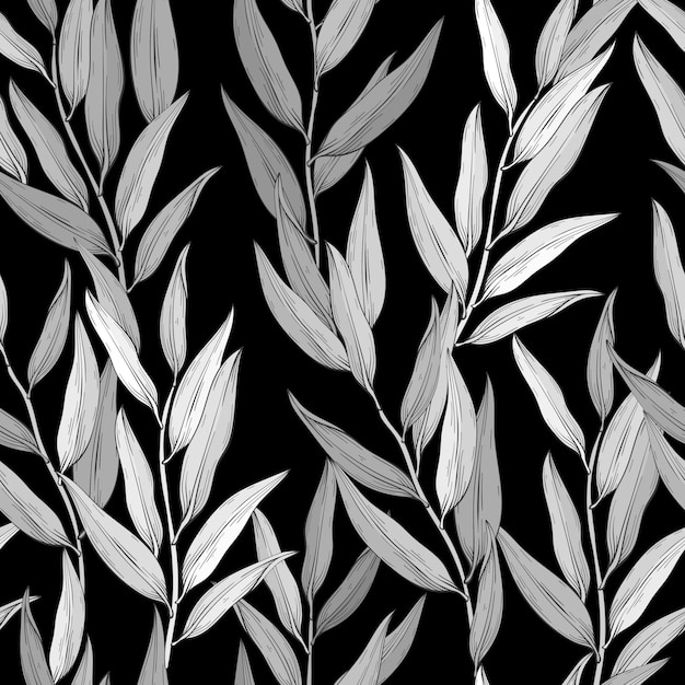 Conception De Modèle De Brindilles D'eucalyptus Illustration Vectorielle Monochrome Tropical