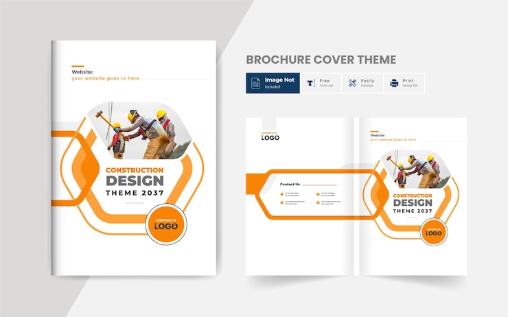 Vecteur conception de modèle de brochure d'entreprise de construction immobilière thème de mise en page de modèle coloré