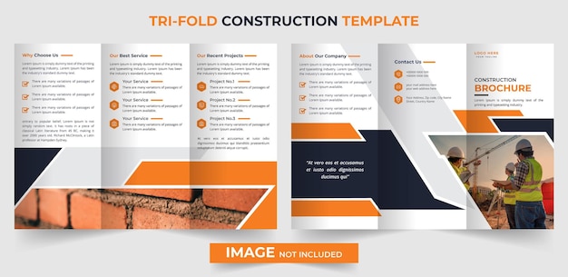 Vecteur conception de modèle de brochure d'entreprise à trois volets de construction abstraite