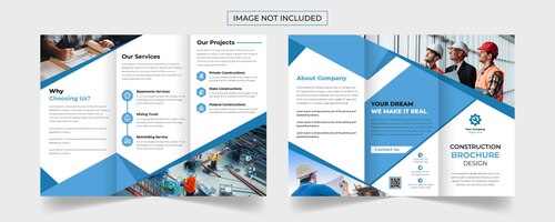 Conception de modèle de brochure à trois volets d'entreprise de construction créative pour une entreprise d'architecture