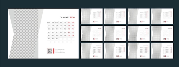 conception de modèle de bureau calendrier 2024