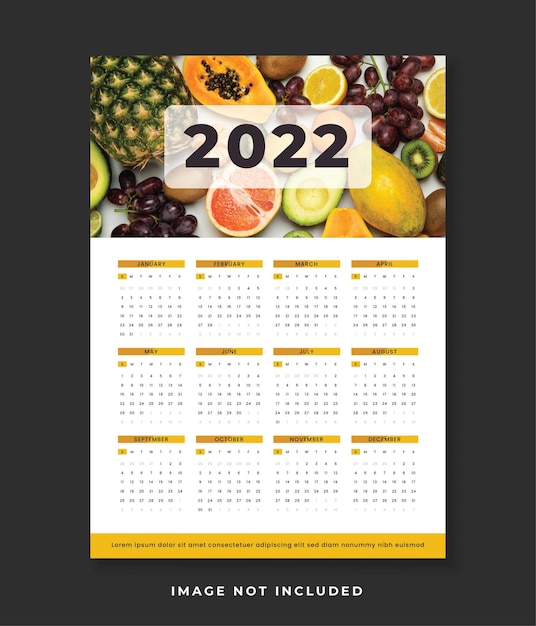 Conception De Modèle De Calendrier 2022 Style Fruits