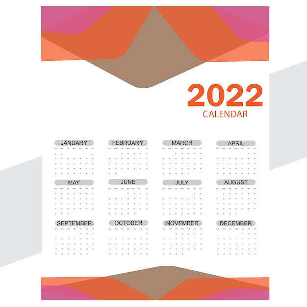 Conception De Modèle De Calendrier 2022.