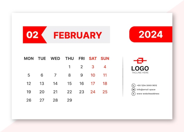 Vecteur conception de modèle de calendrier 2024