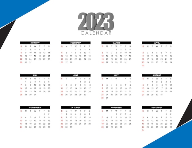 Conception de modèle de calendrier abstrait moderne 2023