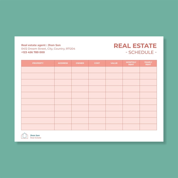 Conception de modèle de calendrier immobilier Duotone
