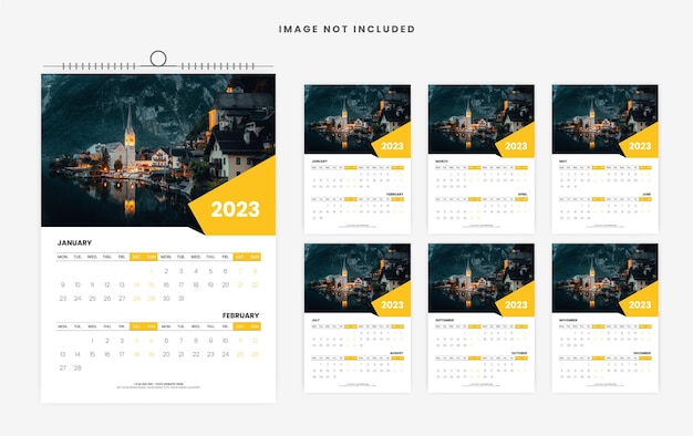 Conception De Modèle De Calendrier Mural 2023 12 Pages