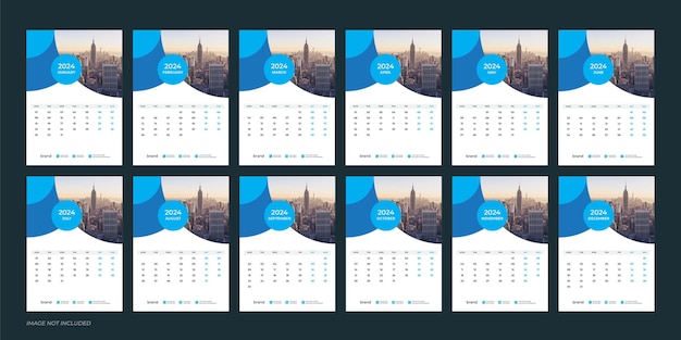 Conception De Modèle De Calendrier Mural 2024