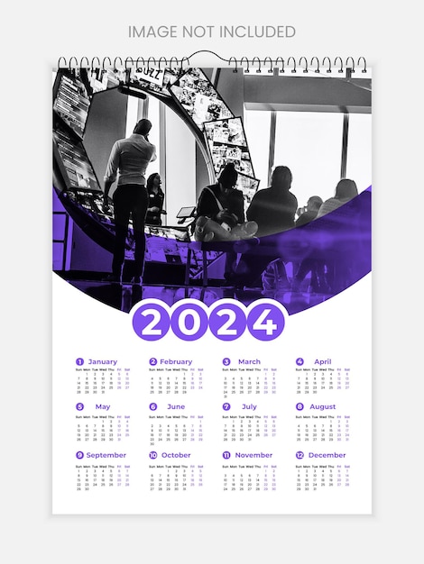 Vecteur conception de modèle de calendrier mural d'entreprise moderne vector 2024