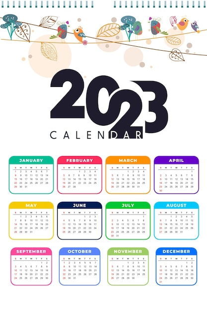 Vecteur conception de modèle de calendrier simple du nouvel an 2023