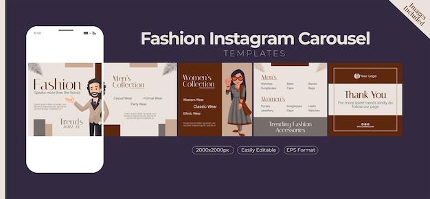 Conception De Modèle De Carrousel De Mode Instagram