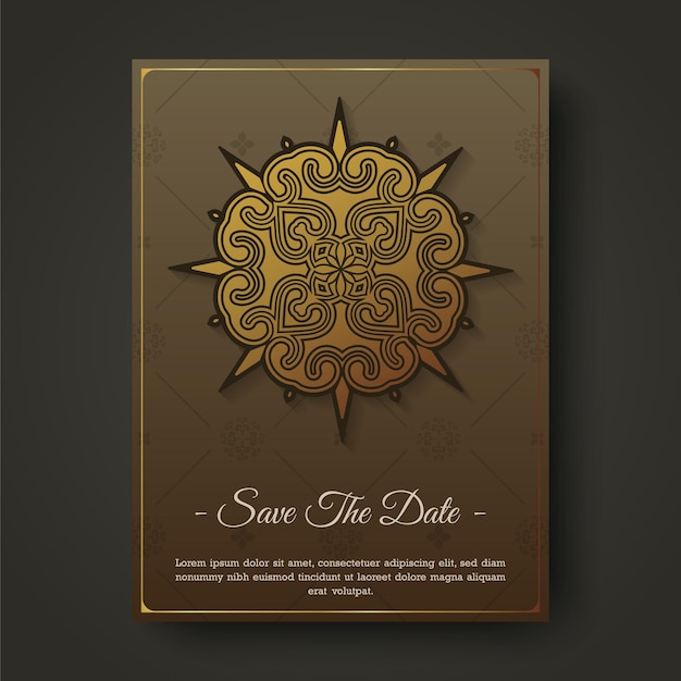 Conception De Modèle De Carte D'invitation De Mariage Mandala élégant