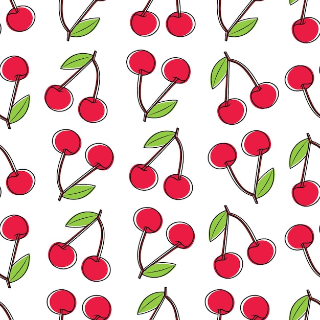 Conception De Modèle De Cerises Sans Couture. Motif De Baies