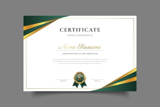 conception de modèle de certificat de luxe en or