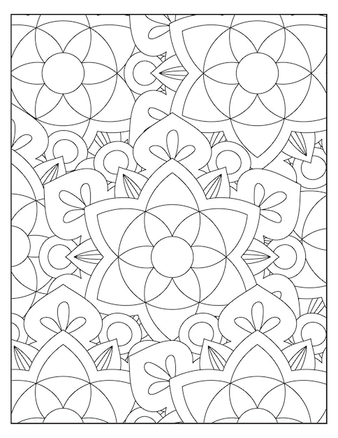 Conception De Modèle De Coloration De Mandala De Fleurs