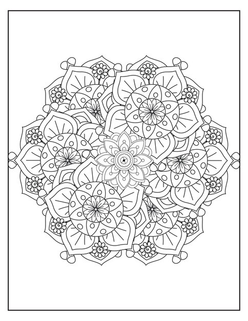 Conception de modèle de coloration de mandala de fleurs