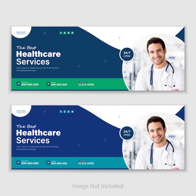 Vecteur conception de modèle de conception de couverture de bannière web de soins médicaux pour les publications sur les réseaux sociaux