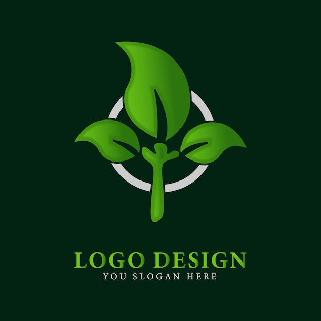 Vecteur conception de modèle de dégradé de logo feuille verte minimale