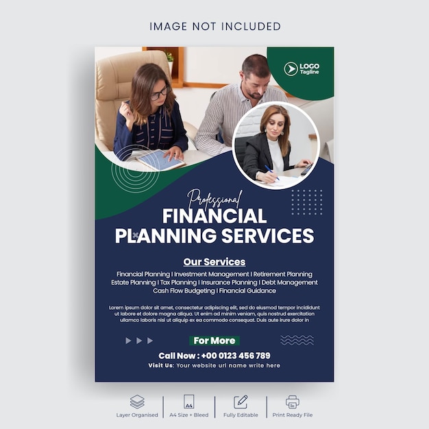 Conception d'un modèle de dépliant de service fiscal et d'audit ou d'affiche de comptabilité