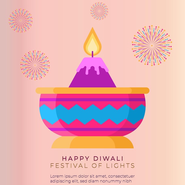 Conception De Modèle De Diwali Et Publication Sur Les Réseaux Sociaux Vecteur Gratuit