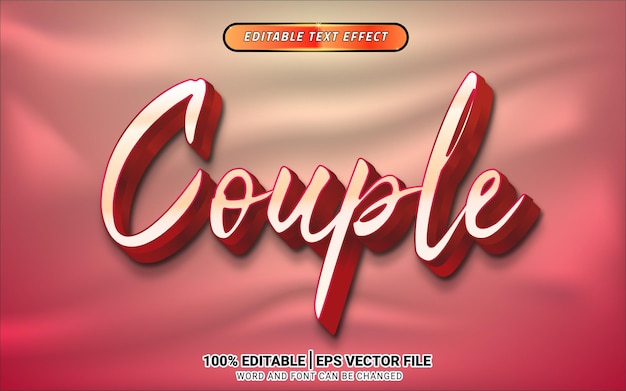 Vecteur conception de modèle d'effet de texte couple 3d