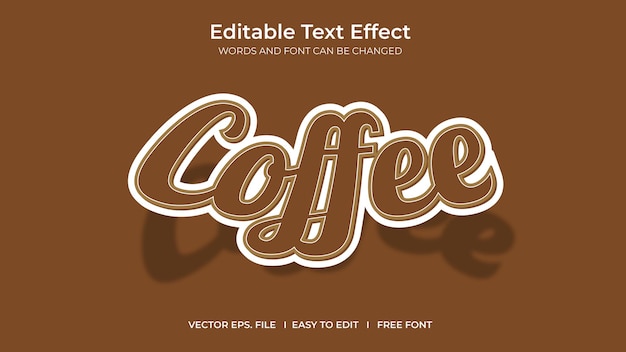 Conception De Modèle D'effet De Texte Modifiable Illustrateur De Café