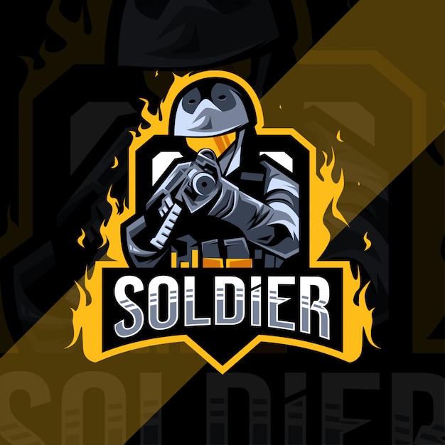 Conception De Modèle Esport Logo Mascotte Soldat