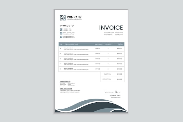 Conception De Modèle De Facture D'entreprise Moderne