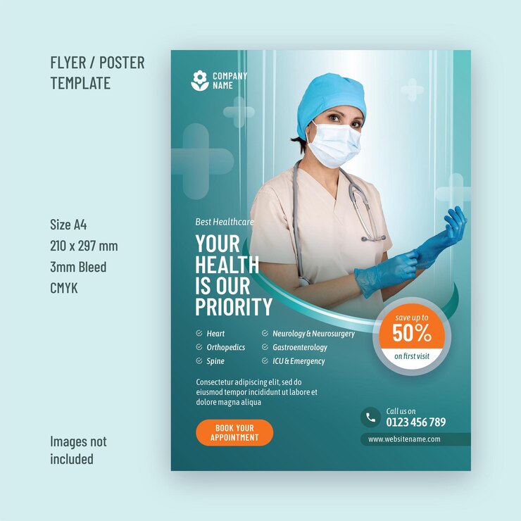 Conception de modèle de flyer ou d'affiche pour les services médicaux