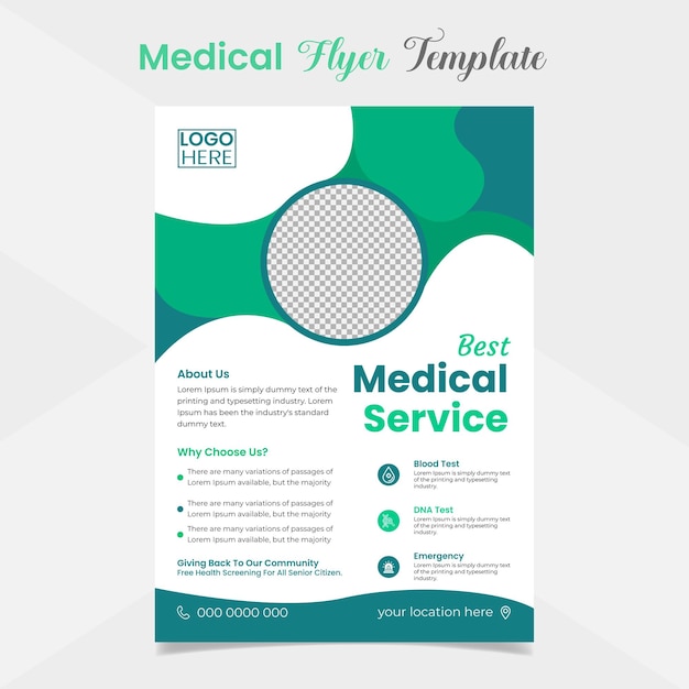 Conception de modèle de flyer et affiche de soins de santé médicaux