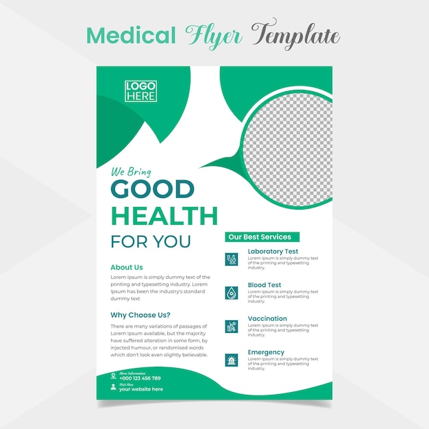 Conception de modèle de flyer et affiche de soins de santé médicaux