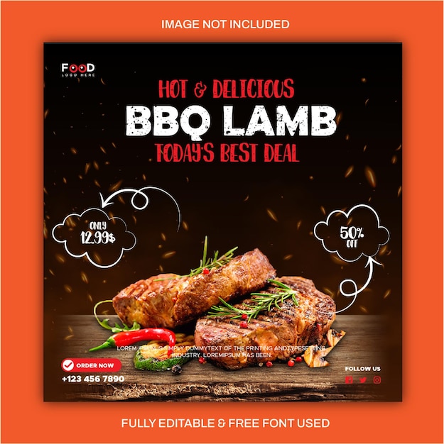Conception de modèle de flyer carré de fête barbecue