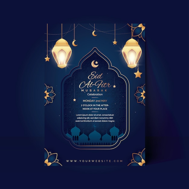 Vecteur conception de modèle de flyer eid alfitr