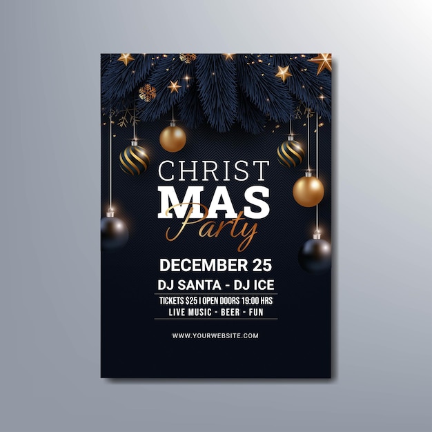 Conception de modèle de flyer de fête de noël noir