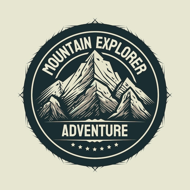 Conception de modèle d'illustration de logo d'aventure d'explorateur de montagne