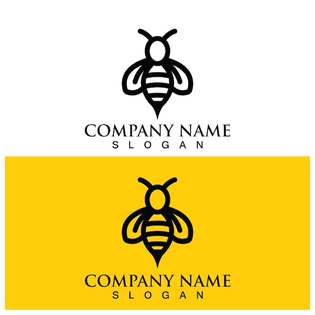 conception de modèle d'illustration de logo vectoriel d'icône d'abeille