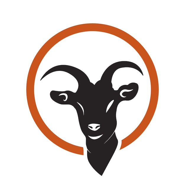 Conception de modèle d'illustration vectorielle de logo de tête de chèvre