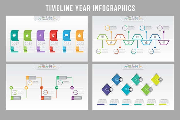 Vecteur conception de modèle d & # 39; infographie de l & # 39; année de la chronologie