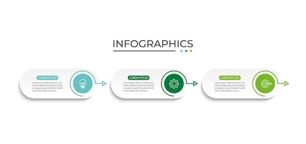 Conception de modèle d'infographie de chronologie avec des flèches et des cercles Concept d'entreprise avec 3 options