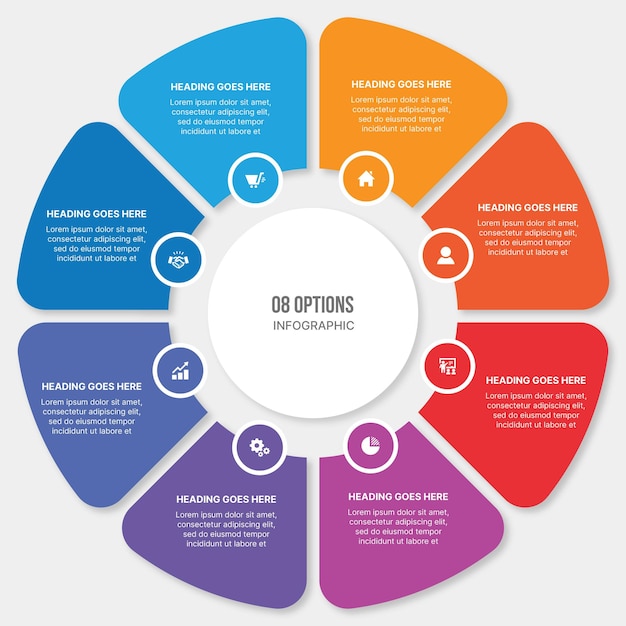 Vecteur conception de modèle d'infographie de cycle avec 8 étapes