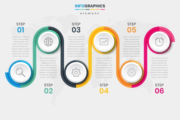 Conception de modèle d'infographie de ligne en zigzag de cercle moderne