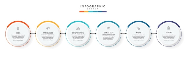 Conception De Modèle D'infographie De Processus De Chronologie D'affaires D'étapes Avec Des Icônes