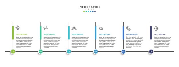 Conception De Modèle D'infographie De Processus De Chronologie D'affaires D'étapes Avec Des Icônes