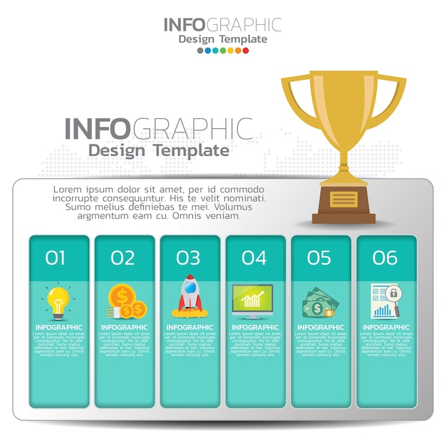 Vecteur conception de modèle infographique avec 6 options de couleur.