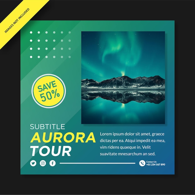 Vecteur conception de modèle instagram aurora tour