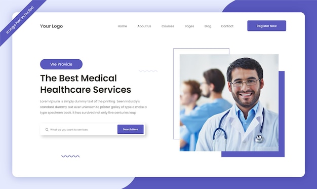 Conception de modèle d'interface utilisateur de page de destination de site Web d'entreprise de soins de santé