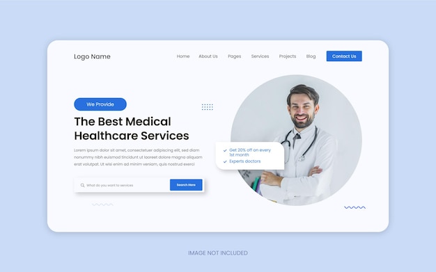 Conception de modèle d'interface utilisateur de page de destination de site Web de soins de santé